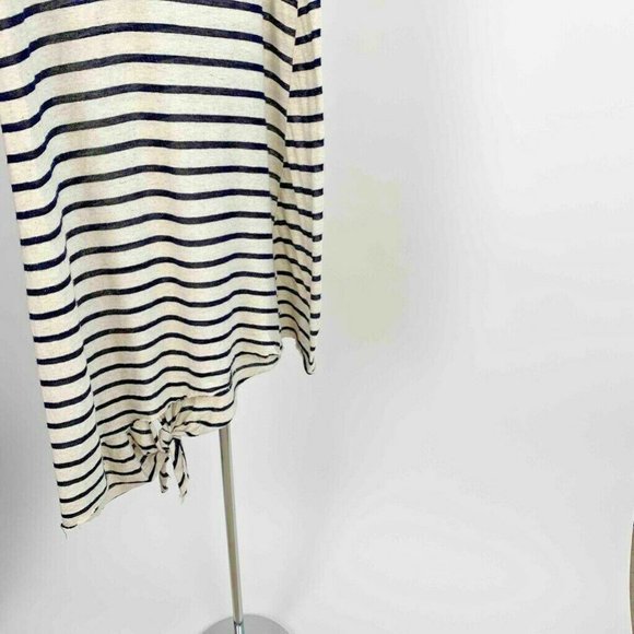 Becca Women's Tank Dress White Navy Stripe High Low Keyhole Back Tie Knot Hem XS - Picture 6 of 9